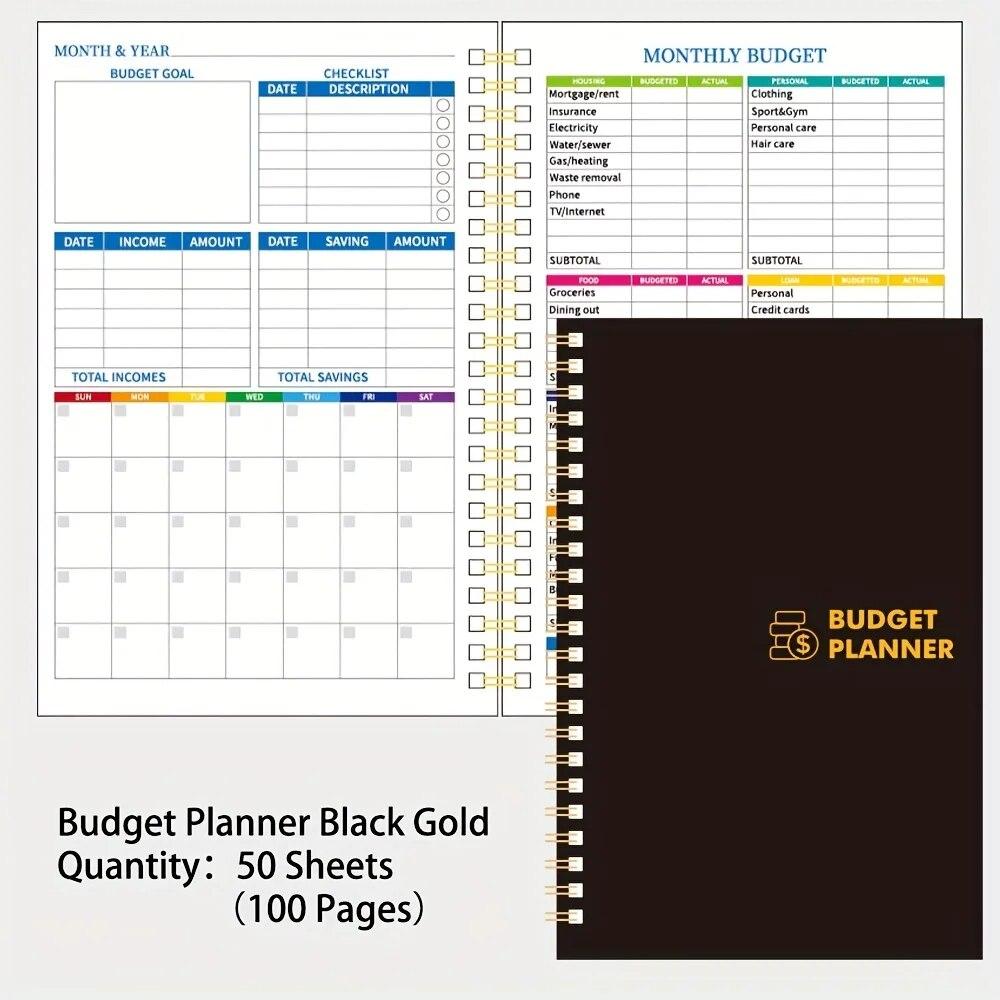 1PC 50 Sheets Budget Planner PVC Hardcover Monthly Budget Book Undated Finance Planner With Expense Tracker Notebook