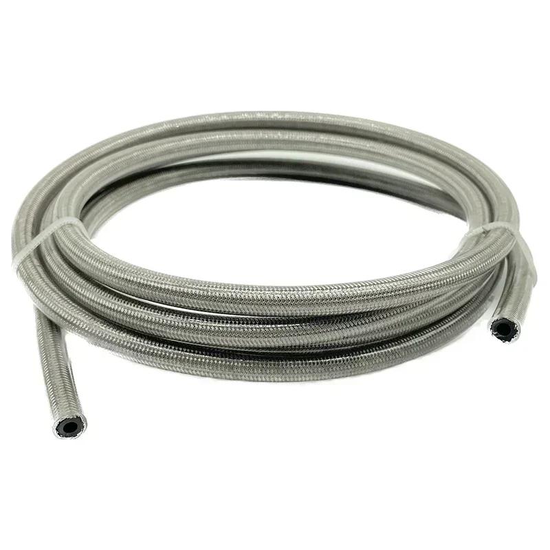 5m/16ft AN3 Stainless Steel Braided Motorcycle Hydraulic Brake Line Nylon Clutch Oil Fuel Hose Tube Pipe Dirt Bike ATV Moped