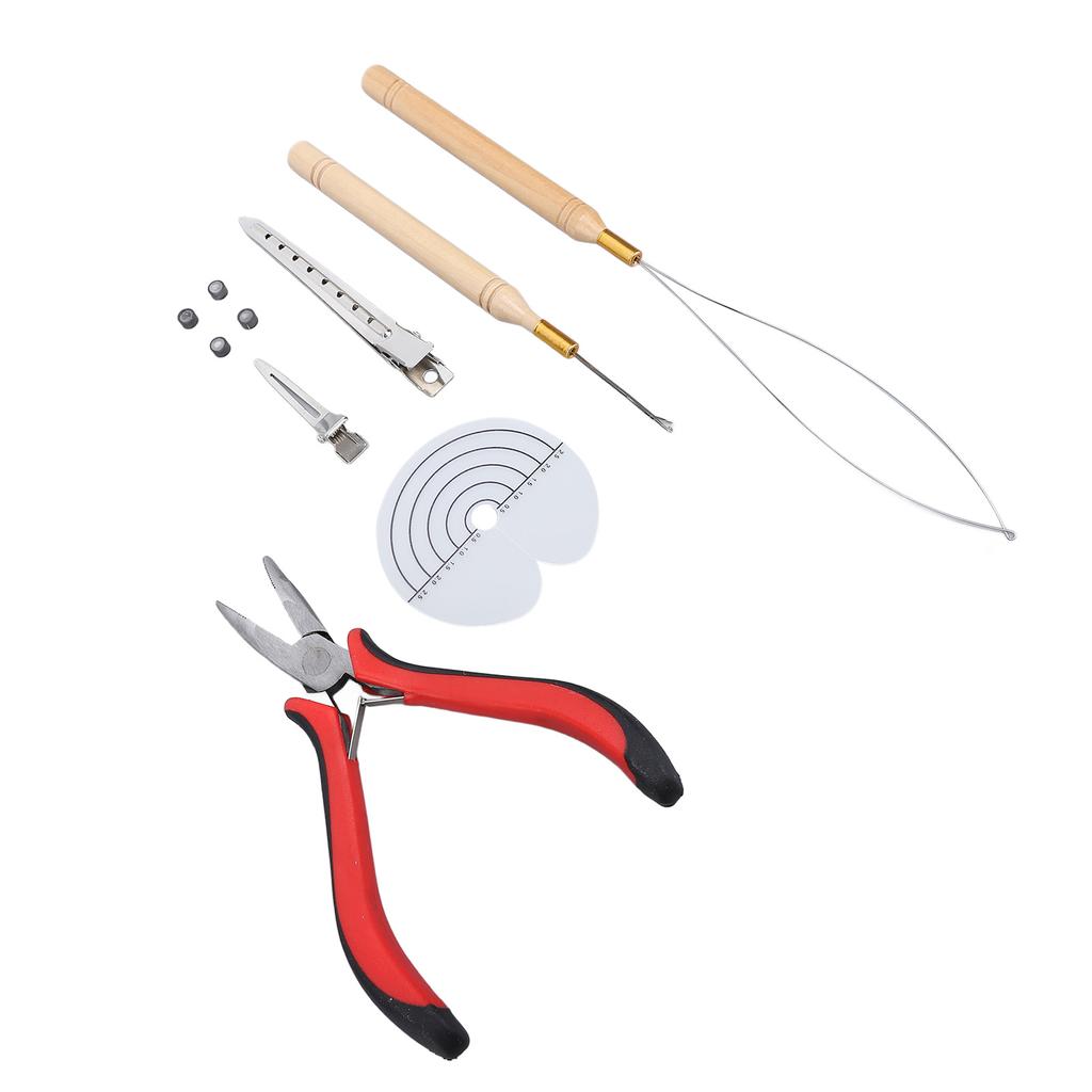 Набор инструментов для наращивания волос Силиконовые кольца Щипцы для волос Вытягивающие крючки Иглы Петли Нити Теплоизоляция