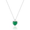 Серебряное (925 пробы) колье с зеленым ониксом в форме сердца