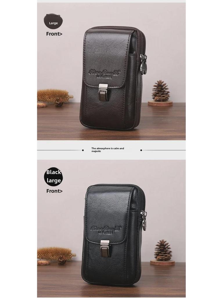 Мужская кожаная поясная сумка Xiaoduoli для мобильных телефонов 5,5"/6,5" с ремнем, держателем удостоверения личности из коровьей кожи 