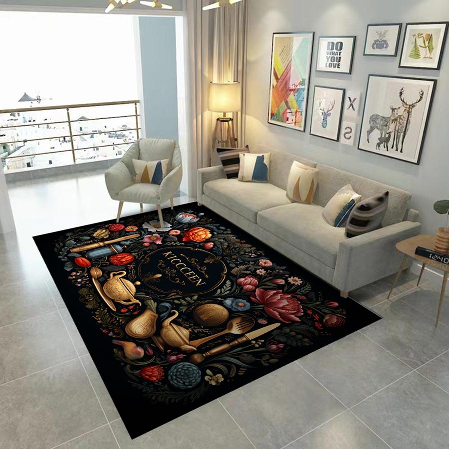 1 шт. роскошная посуда с цветочным узором, кухонный коврик, мягкий утолщенный кухонный коврик, водонепроницаемый нескользящий маслостойкий напольный коврик, коврик для бегунов