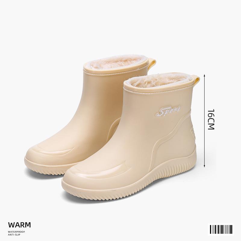 Водонепроницаемые и нескользящие короткие дождевые сапоги женские резиновые сапоги модная верхняя одежда женские водонепроницаемые сапоги хлопковые водонепроницаемые сапоги t