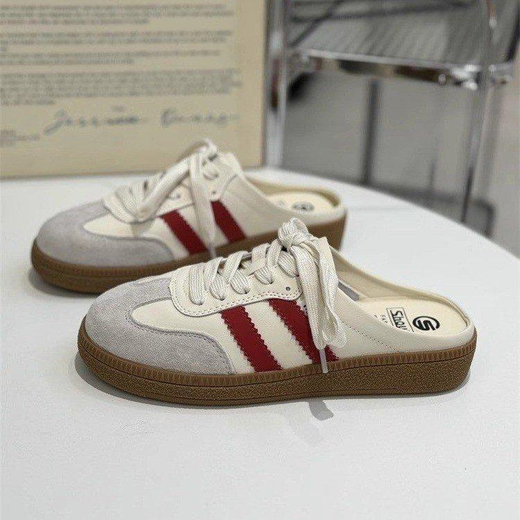 Модные летние женские мюли, спортивные туфли с круглым носком на плоской подошве, женская обувь, кроссовки, сабо на платформе, слипоны, модные удобные полушлепанцы