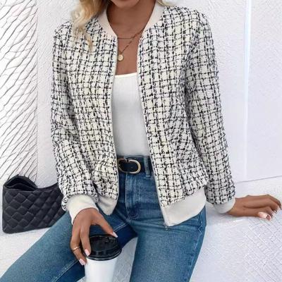 2024 Осень Зима Новая Винтажная Куртка Молния С Длинным Рукавом Пальто Бейсбольная Форма Повседневная Женская Одежда Трансграничного Повседневного Типа