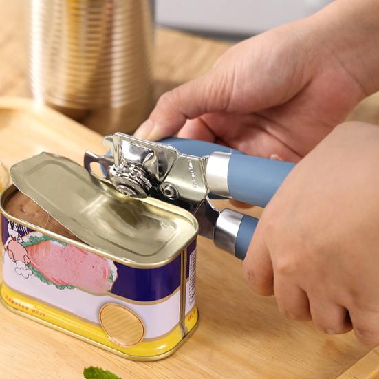 Can Opener Smooth Stainless Steel Beer Opener Turn Knob Non-Slip Grip Lid Opener for Home Kitchen Bar