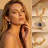 Trendy Gold Color Huggie Earrings for Women Luxury Zircon Blue Evil Eye Charm Dangle Drop Earrings Girls Daily Wear Jewelry Gift