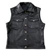 Tough Guy Motorcycle Leather Vest Pure Head Layer Cowhide Leather Vest Lapel Short