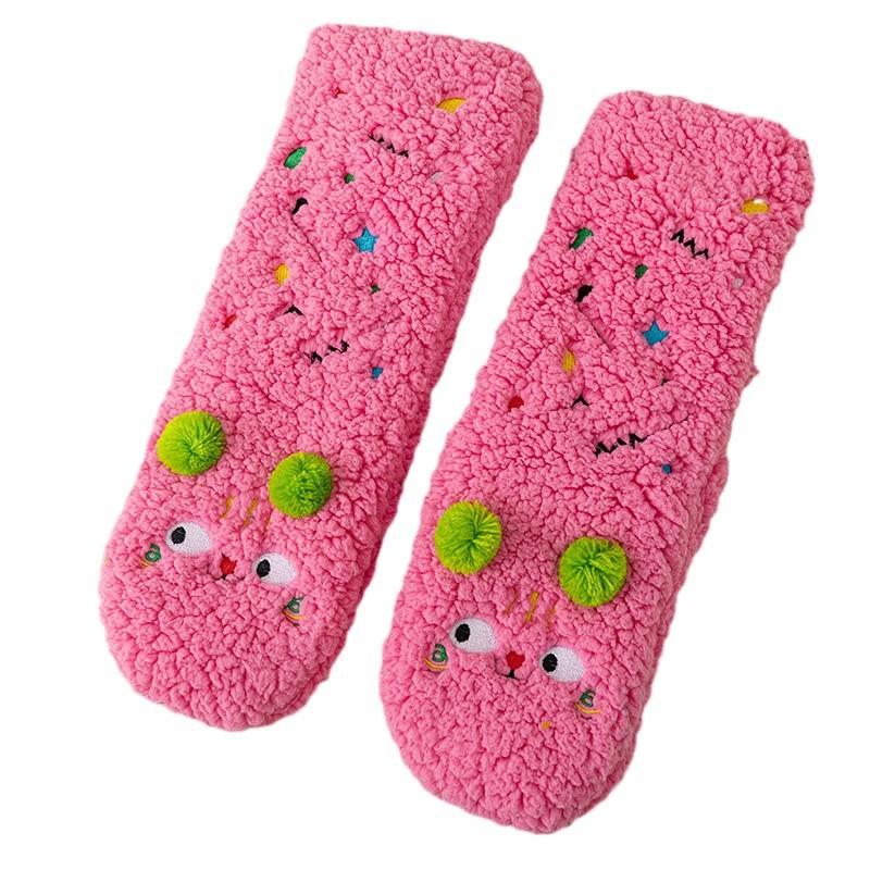 Носки из овчины для женщин, длиной до середины икры, милые домашние носки для осени и зимы, утолщенные и теплые, очень толстые носки для сна для домашнего использования