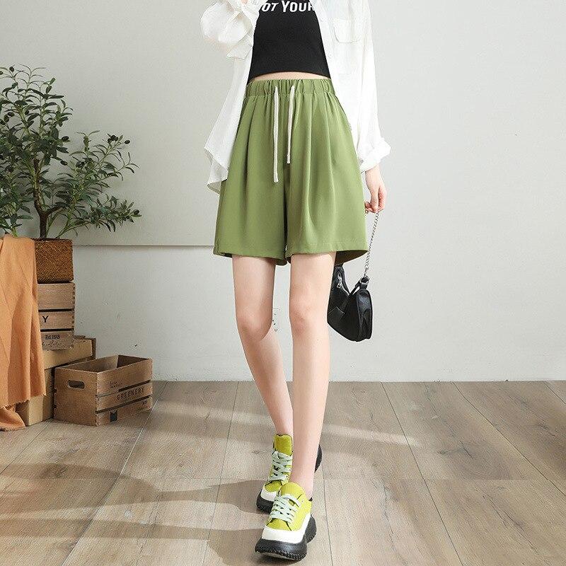 2022 Summer Fashion Korean Casual Shorts High Waist Wide Leg Women Simple Loose Harajuku Drawstring High Street Sweatshorts