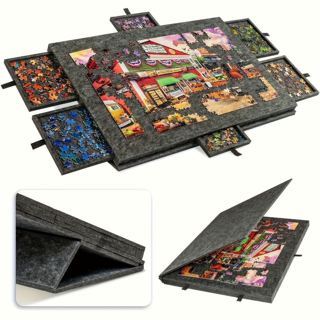 1 Set Professional Jigsaw Puzzle Table with 6 Drawers, Holds 1000 Pcs & Felt Board, Includes Display Lid & Stand, Gift Idea