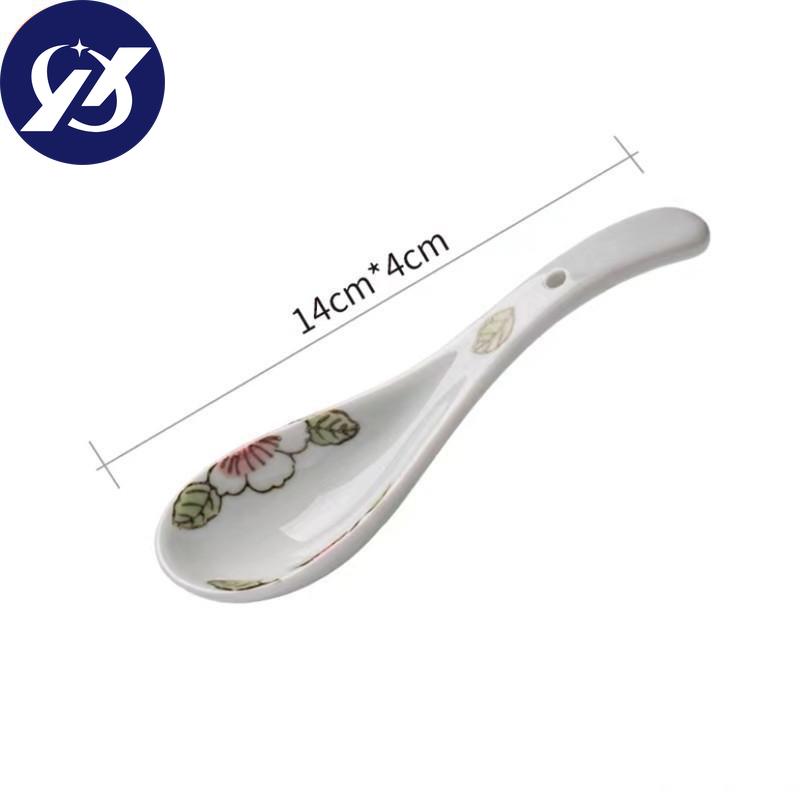 Ceramic Dessert Coffee Spoon Porcelain Soup Spoon Painted Stirring Spoon Tableware Kitchen Utensils