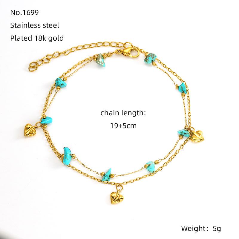 Fashionable Dainty Stainless Steel Bracelet with Colorful Natural Stone and Glass Beads Premium Fashion Bangles