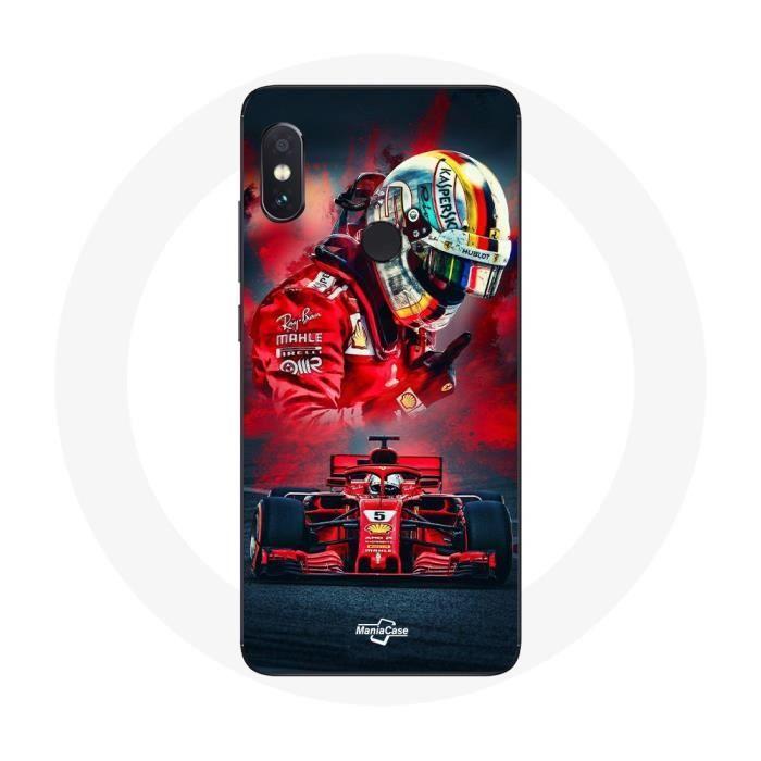 Coque - MANIACASE - Xiaomi Redmi Note 5 AI - Formule 1 - Sebastian Vettel - Rouge