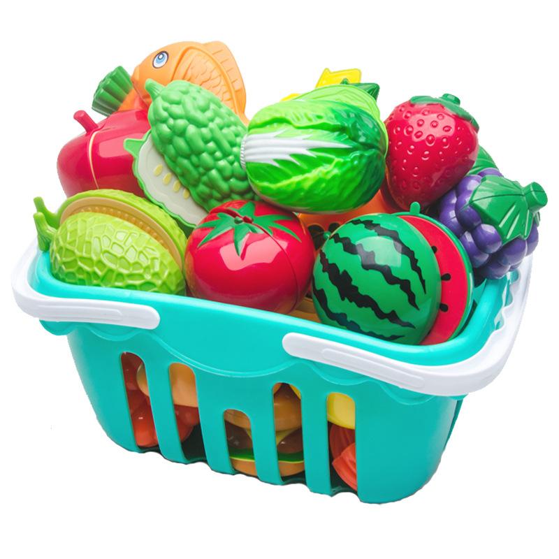 Fruit-Cutting Toys Chop Chop Le Girl Simulation Vegetable Cake Basket Children'S Play House Kitchen Toy Set