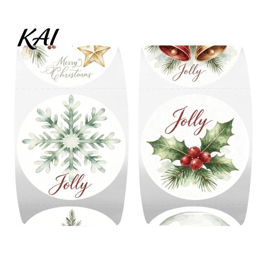 Festival Card Decorating Tags Christmas Round Stickers, Nordic Style Watercolor Decorative Labels, DIY Craft Decoration Stickers Holiday Envelope