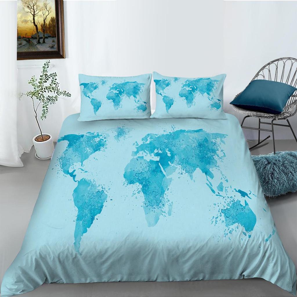 2023 Новый стильный комплект пододеяльников с картой, размер King Queen, роскошные пододеяльники World, 3D мягкие комплекты постельного белья для мальчиков и девочек, мужчин и женщин