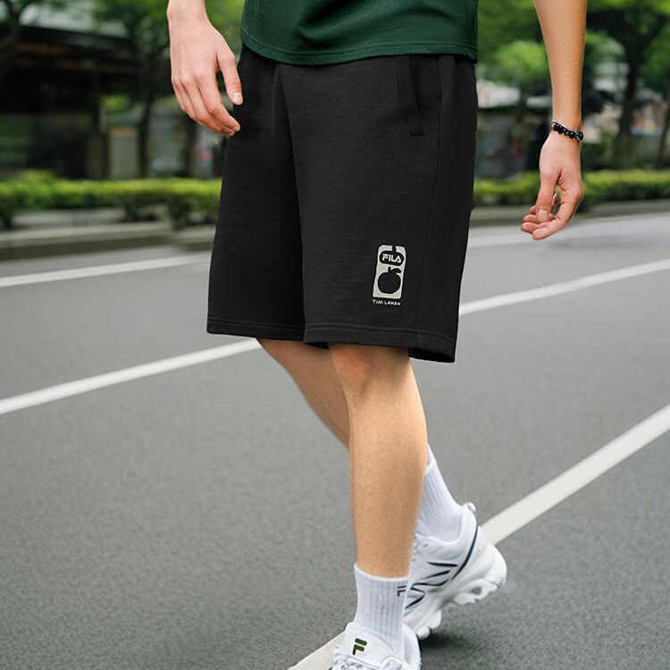 Fila Оригинальные вязаные повседневные модные спортивные шорты на шнуровке Мужские шорты Черные F51M529604F-BK