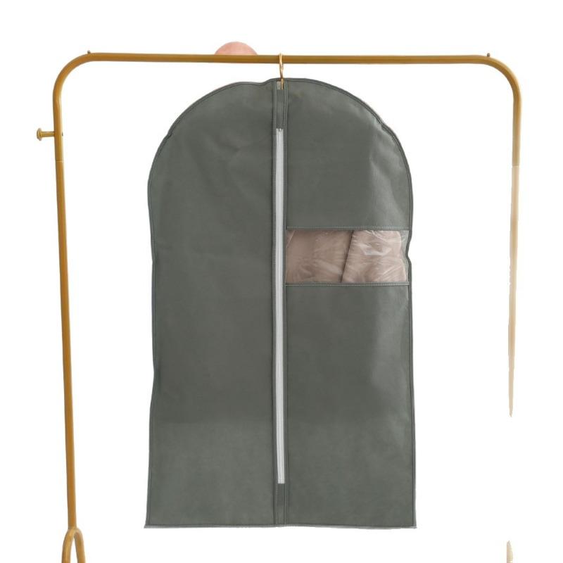 4pcs/set Clothes Dust Cover Wardrobe Walk-in Closet Household Visible Non-woven Fabric Fully Enclosed Coat Suit Hanging Bag