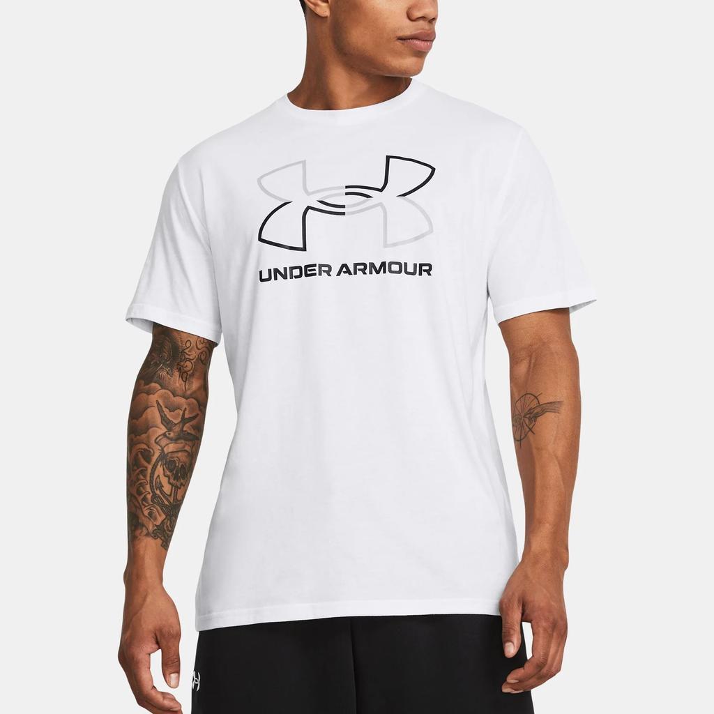 Under Armour Letter Logo Print Crew Neck Short Sleeve T-Shirt Men Tops White 1382915-100