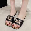 Fashion Slippers Women's Summer Wear Non-slip Beach Shoes New Square Buckle Flat Bottom Word Casual Cool Slippers Versatile