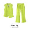 Fashion Style 2024 Summer New Arrival Women's Clothing Sleeveless Versatile Stylish Silm V Neck Vest Suit High Waist Pants
