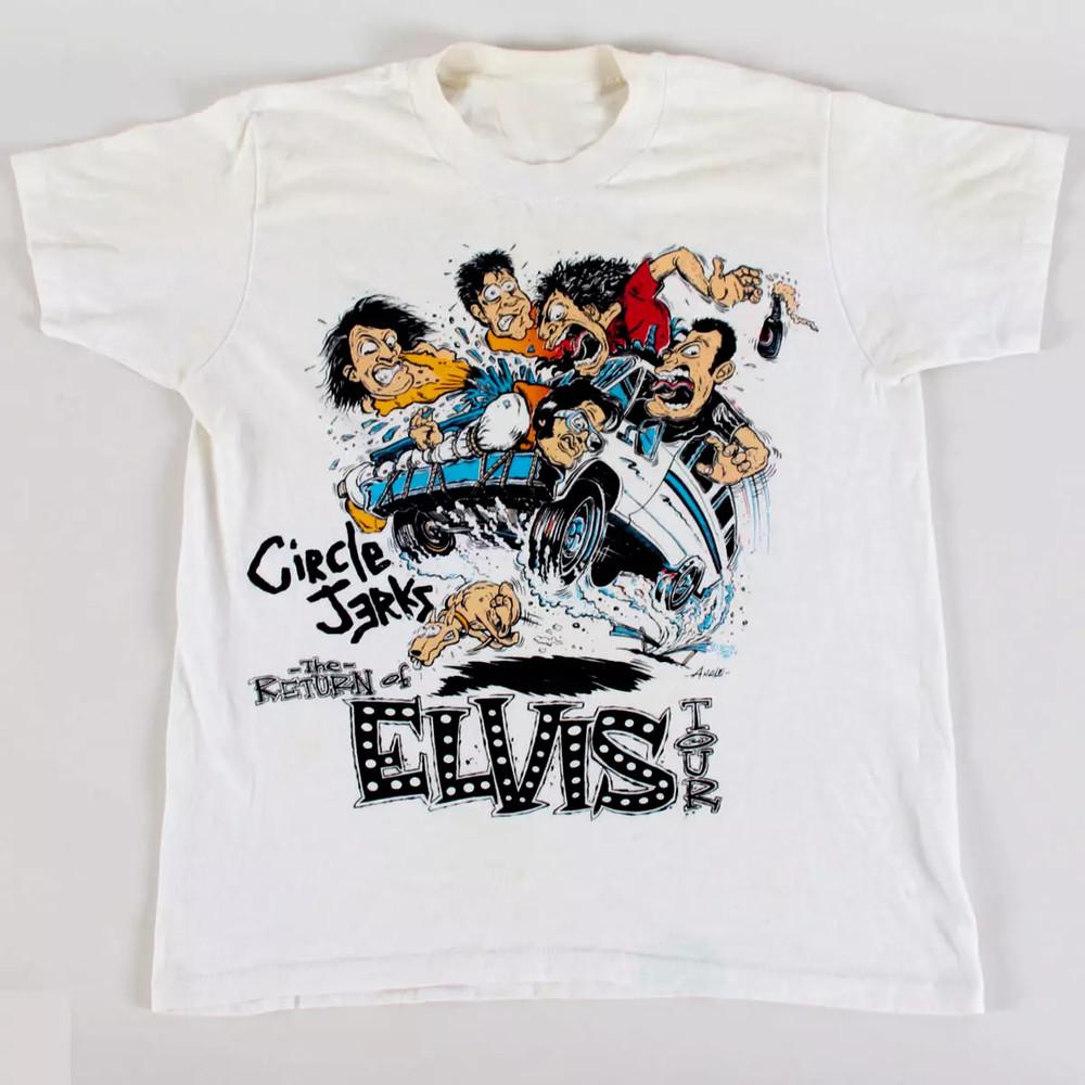 Circle Jerks band Elvis Tour White Unisex T Shirt Full Size S-5XL Unisex T-Shirt
