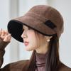 New Women's Autumn Elegant Basin Hat Windproof Woolen Hat Warm Winter Equestrian Hat Windproof Thick Warm Hat for Skiing, Running, Cycling