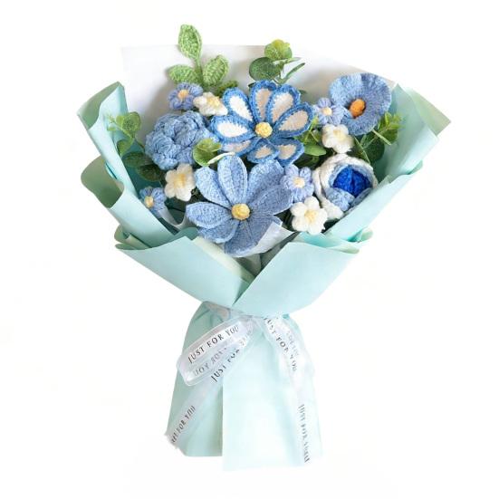 Искусственные Цветы Ручной Работы Крючком Букет Цветов Мягкая Хлопковая Пряжа Не Требует Ухода Гибкие Стебли Искусственный Цветок Розы Свадебное Украшение