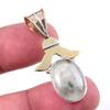 Natural Prehnite Gemstone 925 Solid Sterling Silver Two Tone Pendant 1.50" P9d45