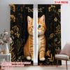 2pcs 2D Flat Printing Drapes Orange Tabby Kitten Floral Polyester Without Electricity Party Decorations Use for Decorations