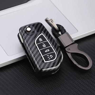 Чехол для автомобильного ключа Flip 2 3 4 Button Carbon для Toyota Camry 2022 2021 Corolla, автомобильные аксессуары, брелок, держатель для ключей