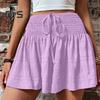 Women's Summer Flowy Shorts Elastic High Waist Drawstring Ruffle Mini Skirt Shorts Casual Pleated Stretchy Athletic Shorts