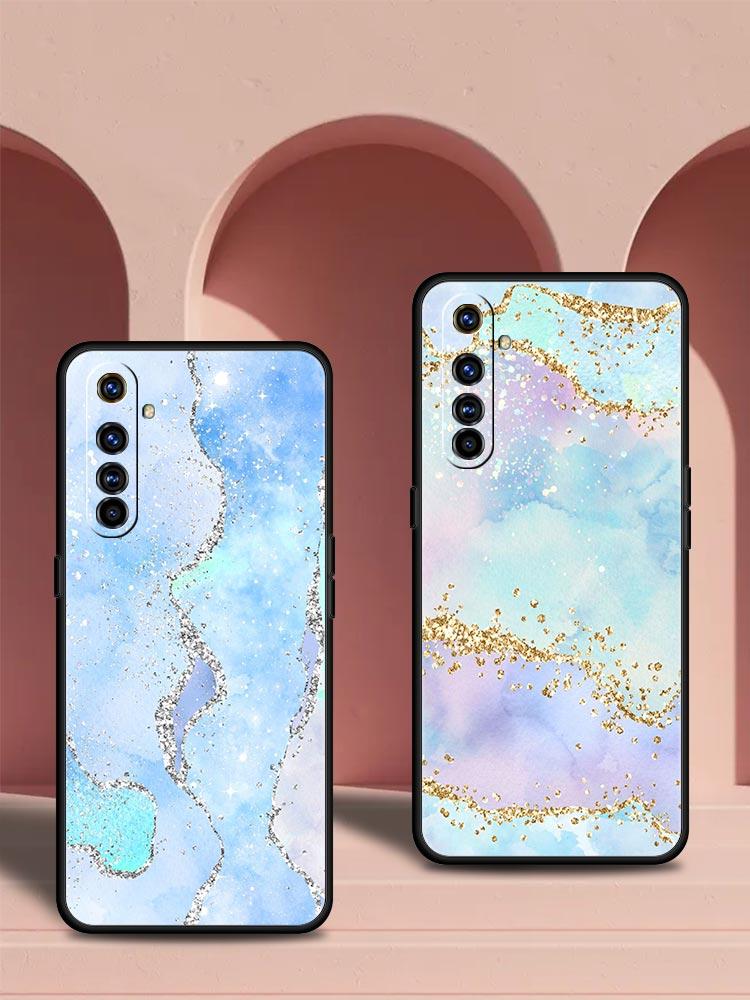 Темно-синий блестящий агатовый мраморный чехол для Realme GT Neo2 3 для Realme 9 8 7 6 GT2 Pro Plus 5G 8i 9i C3 C21 C11 C25 C35 C21Y