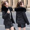 European and American Waist-hugging Cotton Jacket for Women, Short Winter Loose Thickened Large Fur Collar Coat