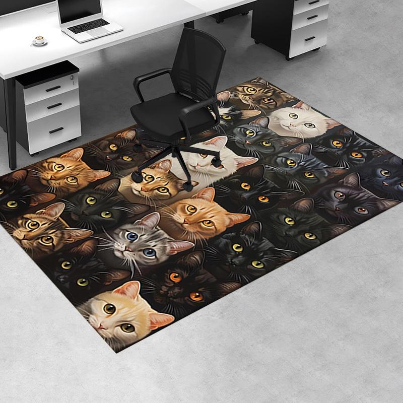 Cute Kitten Theme Chair Mat Office Carpet - Oversized Rug for Home Decor, Sofa Carpet, Office Flooring Gift, Suitable for Bedroom, Living Ro