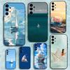 Чехол для телефона Парусный корабль Лодка Для Samsung S25,S24,S21,S22,S23,S30,Ultra,S20,Plus,Fe,Lite,Note,10,9,5G Черный Чехол