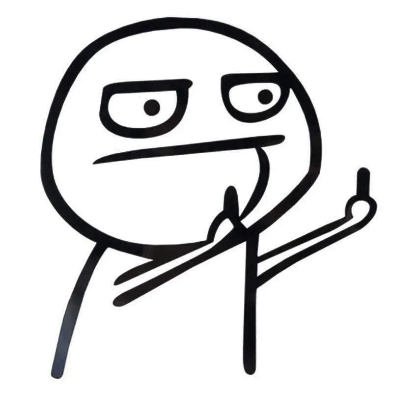 Funny Middle Finger Troll Face Meme Stickers for Bumper Art Kid Decorations Cartoon Wall Anime Cute Car Home Luggage