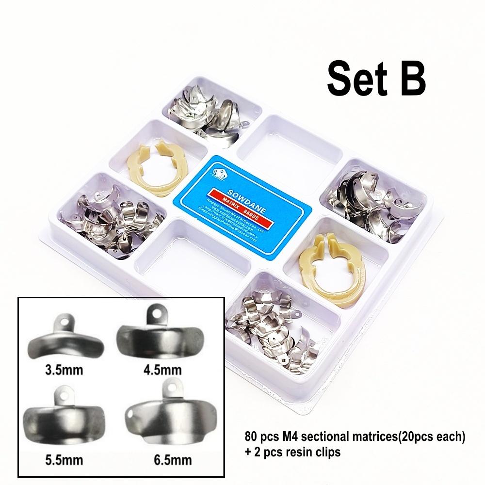 80pcs New Dental Sectional Contoured Metal Matrices Matrix Set Matrix Bands  Rubber Wedges  with Add-on Wedges Dentist Materials