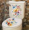 2 шт. Наклейки на унитаз со свежими цветами и бабочками, креативные самоклеящиеся наклейки для украшения бачка и сиденья унитаза в ванной комнате