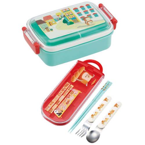 Skater Children's Cutlery Set, Lunch Box, Chopsticks, Spoon, Fork, Made in Japan, Sliding Cutlery, Name Stickers Included, Antibacterial, Trio Set, Br