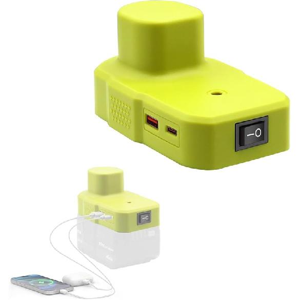 Совместимость с Ryobi Power Inverter 18 В аккумуляторный адаптер с USB и портом Type C Источник питания Зарядное устройство Преобразователь для One+ P743 18 В P107 P108