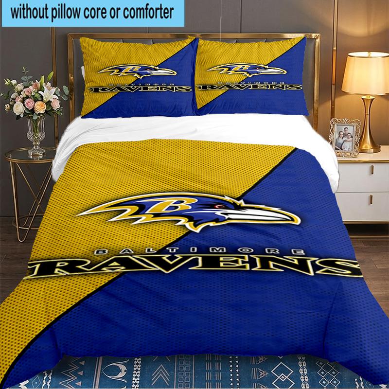 Ravens Team Spirit 3pcs Bedding Set,Including 1pc Duvet Cover And 2pcs Pillowcases Perfect Gift for Christmas,Ideal for Bedroom, Dormitory