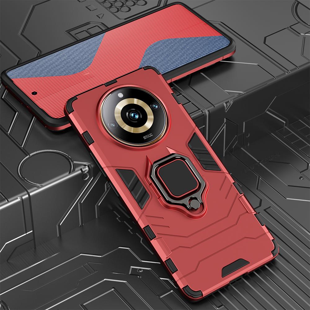 KEYSION Противоударный защитный чехол для Realme 11 Pro + 5G, мягкий силиконовый чехол с кольцом-подставкой для ПК для OPPO Realme Narzo 60 Pro 60 5G