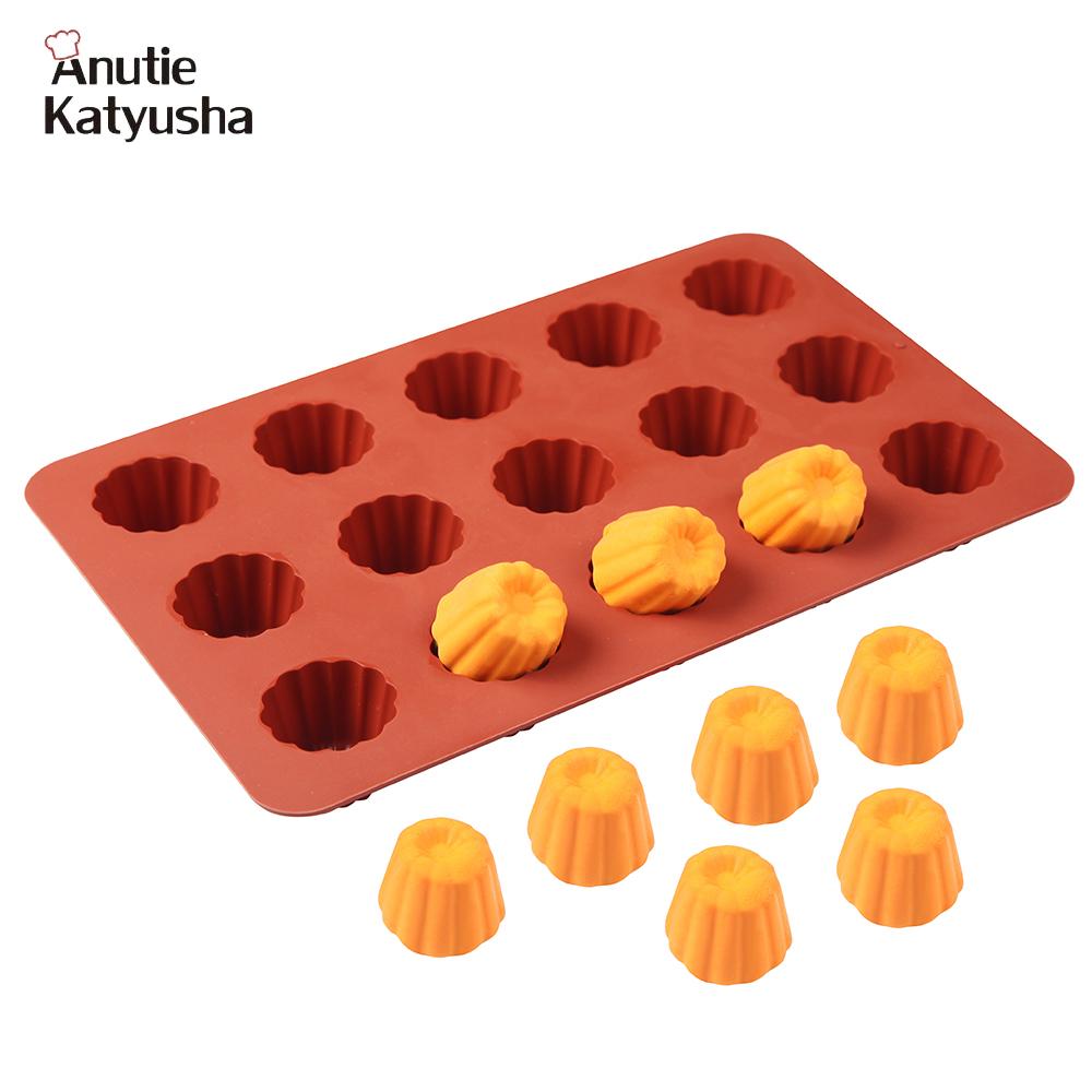 Silicone Mold 15 Cups French Custard Coffee Cake Mold Bordelais Silicon Candy Maker Muffin Jelly Cake Pan Baking Tools