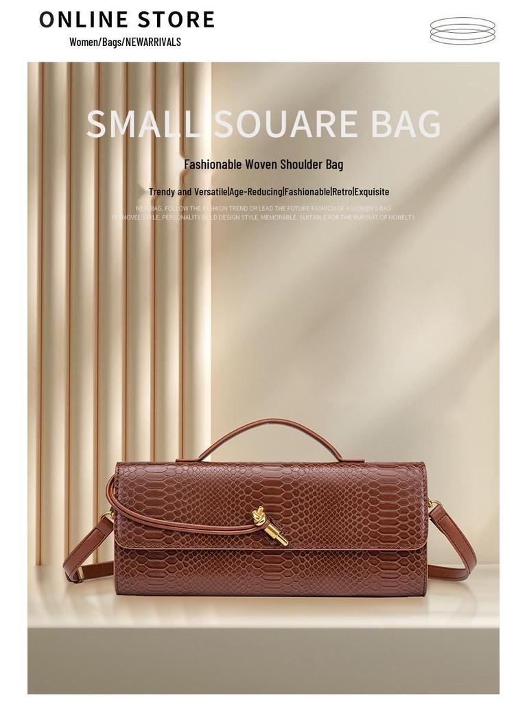 Модный женский клатч: Сумка-багет на плечо/через плечо с узором крокодила и питона