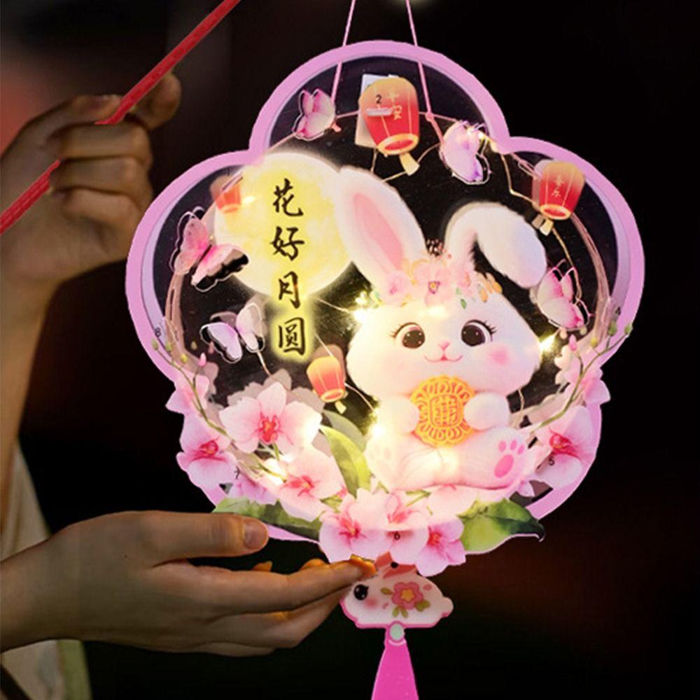 Милый китайский фонарик-кролик, портативный антикварный фонарик, ручной бумажный фонарик, Фестиваль середины осени