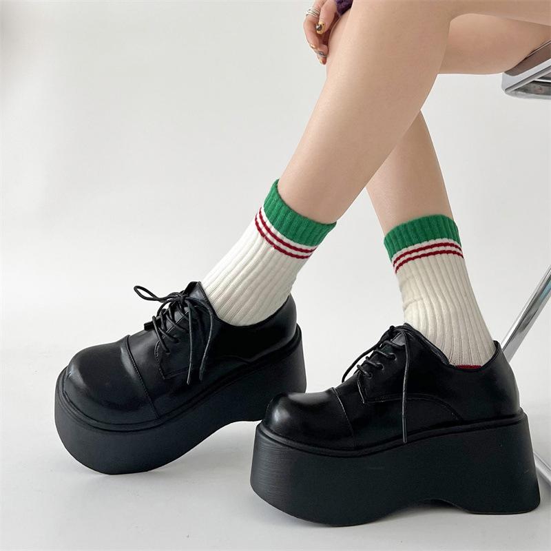 Модные черные туфли на толстом каблуке и платформе, женские, кожаные, новинка 2025 года, универсальные, увеличивающие рост, туфли Мэри Джейн