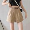 Женские шорты А-силуэта с высокой посадкой и широкими штанинами, с поясом - Летняя повседневная рабочая одежда 2025