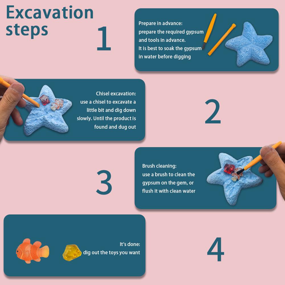 Набор для раскопок драгоценных камней DIY Кристалл Драгоценный камень Морская звезда в форме сердца Бриллиант Археологические раскопки Обучающие игрушки для детей